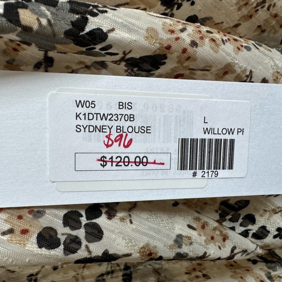 Bishop + Young Large NWT Sydney Long Sleeve V-Neck Lined Blouse Sheer Sleeves - Picture 9 of 9